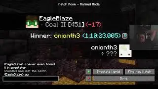 Just playing some MCSR and trying to practice and learn (Minecraft Speed Run Ranked)