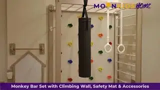 Monkey Bar Set With Climbing Wall, Safety Mat & Accessories