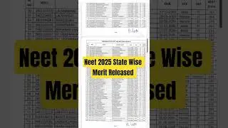Neet 2025 State Wise Merit List Released check your state merit List #neet2025statemeritlist #cutoff