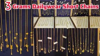3 Grams Dailywear Short Chains Fancy Designs for College& Office/ Light Weight Gold Short Chains NSK
