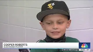 10-year-old boy PARALYZED in Highland Park shooting finds new passion in sled hockey