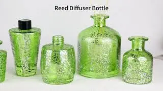 transparent green electroplated laser fleck glass diffuser bottle