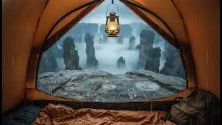 Trapped on Avatar Mountains: Extreme Solo Camping 4000ft Cliff Edge - Heavy Rain Storm ASMR