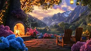 Cozy Spring Ambience | Crackling Fireplace & Chirping Crickets for Sleep