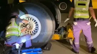 Boeing 787-9 Dreamliner Thai Airways HS-TWA PHATTHANA NIKHOM Roda utama no.  5 penggantian