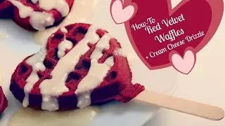 Red Velvet Heart Shaped Waffles With Cream Cheese Drizzle Recipe
