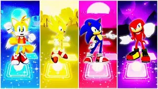 Tails 🆚 Super Sonic 🆚 Sonic 🆚 Knuckles| Tiles Hop EDM Rush