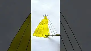 Coloring Beautiful Dresses | Dress Art Tutorial #shorts #art #colors #drawing #dress #trending
