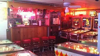 Vic Camp Pinball: Bar area in Basement game room