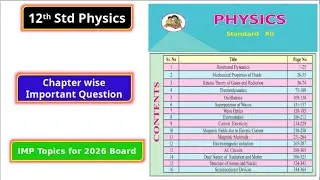 12th Physics Chapter Wise Most Important Questions for 2026 I Physics Important Questions 2026