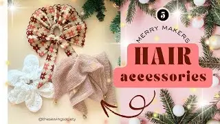 3 Unique Scrunchies for Christmas | Bun Wrap, Square Scrunchie + Flower Scrunchie | Cute DIY Gifts!
