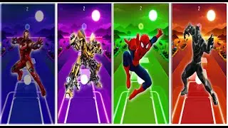 Iron Men vs Bumblebee vs Spiyder-Men vs Black Panther Tiles Hop Edm Rush
