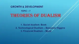 Theories of dualism (UGC NET ECONOMICS, PGT ECONOMICS)