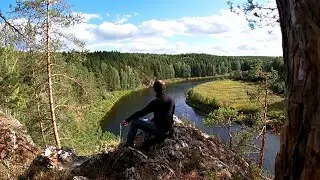 Одиночный поход в лес. Пицца на сковороде. Облепиховый чай. Скала над рекой. Осенний лес. ПВД.