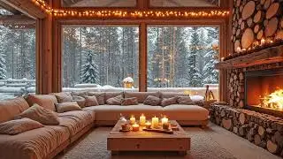 Cozy Winter Morning Cabin Jazz ❄️ Soft Fireplace Ambience & Smooth Jazz for Coffee Time
