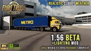 ETS2 1.56 | Ultra Realistic Cloudy Weather 🌧️ (Lighting + JBX3 + Reshade + LookPilot)