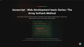 Javascript - Web development basic Series: The Array forEach Method