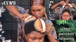 ASMR Focused hair parting,scalp scratching,blowing,oiling,for good sleep and relaxation/stress free 