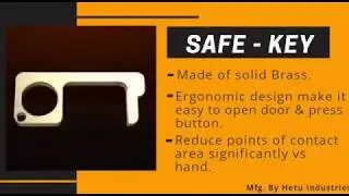Safe Key | Pure Brass I Contactless Touch I Hetu Industries | SafeKey | BrassKey | Mo. 8883338321
