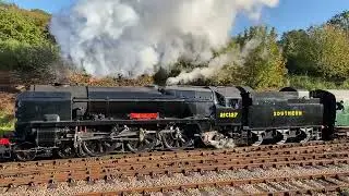21C127, Taw Valley, SR West Country Class Light Pacific departing Horsted Keynes