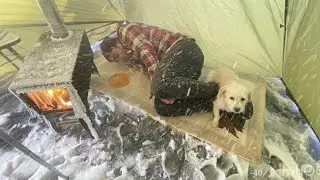 EXTREME ❄️ Trapped at -50&deg;C in a BLIZZARD | Hot Tent Winter Camping Alone with My Dog