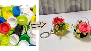 How to Make a Flower-themed Keychain from Recycled Bottle Cap. || Membuat gantungan kunci
