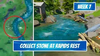 Rapids Rest Location in Fortnite | Season 3 Week 7 Challenge - Collect Stone at Rapids Rest