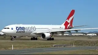 ONEWORLD Qantas Airbus A330-202 [VH-EBV] | Takeoff Runway 19 | Brisbane Airport