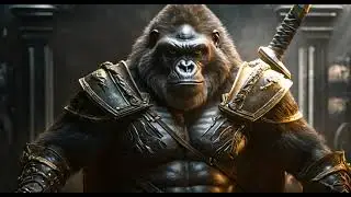 AI cinematic art gorilla warrior