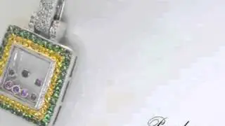 Multi Colored Gemstone Diamonds Pendant in White Gold [P2030]