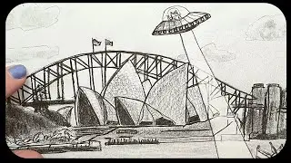 🛸 Alien Cat at the Sydney Opera House | Flying Saucer Drawing | ASMR No Talking | Draw With Me