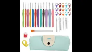 41-Pack Aluminum Crochet Hook Set 2.0-8.0mm Ergonomic Grip W/ Storage Bag