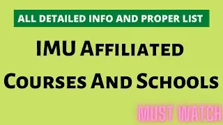IMU Courses,Schools and Affiliated Colleges | Detailed Video | TMID