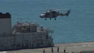Wildcat helicopter sticks the landing on RFA Argus in HM Naval Base (Gibraltar)