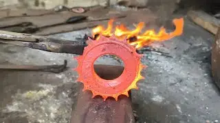 Making a knife from a bicycle ferrule with aluminium round handle blacksmith
