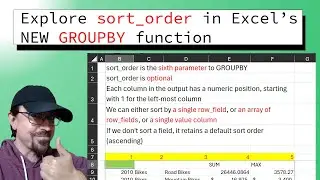 More on Excel's NEW GROUPBY function - the sort_order parameter