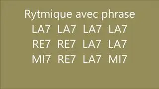 cours de guitare : Rythmique blues en la avec phrases en croches