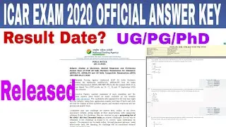 ICAR Result | ICAR Official Answer key UG PG PhD | ICAR new update 2020