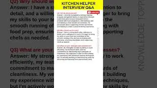 Kitchen Helper Interview Questions and Answers | Kitchen Helper Job Interview Questions