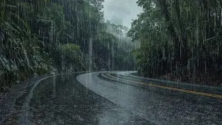 Sounds Rain And Thunder On Road | Heavy Rainy Everyday for Sleeping, Focus And Relax
