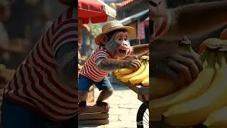 smart monkey 🐒 or dukandar 😱✨_#shortsfeed #shorts #monkey #youtubeshort #cartoon