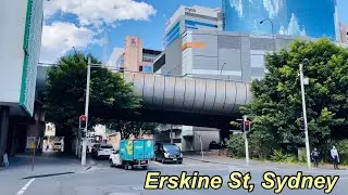 Walking tour along Erskine Street from Wynyard Park to Barangaroo | Sydney Australia Spring 2022
