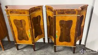 Antique Pair Goncalo Alves & King-Wood Side Cabinets 19th Century