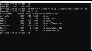 Check % inode used-up in linux filesystem df -ih