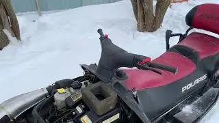 Хлопки в глушитель и карбюратор на двухтактном двигателе снегохода Polaris Classic Touring часть 2