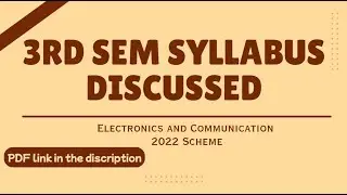 3rd Sem Syllabus and Scheme Discussed In Detail ECE 2022 Scheme VTU