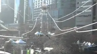 Travis and Sean Zipping across Robson