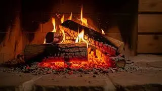 Fireplace in a Wooden Cabin  Cozy Fire Sounds for Relaxation & Reading  No Music