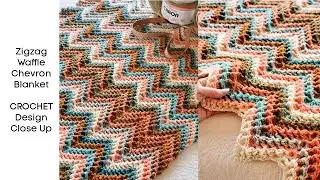 Zigzag Waffle Chevron Blanket - CROCHET Design Close Up