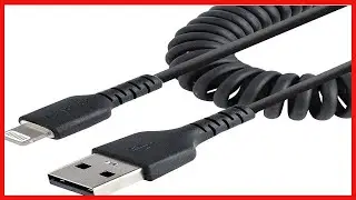 StarTech.com 50cm (20in) USB to Lightning Cable, MFi Certified, Coiled iPhone Charger Cable, Black,